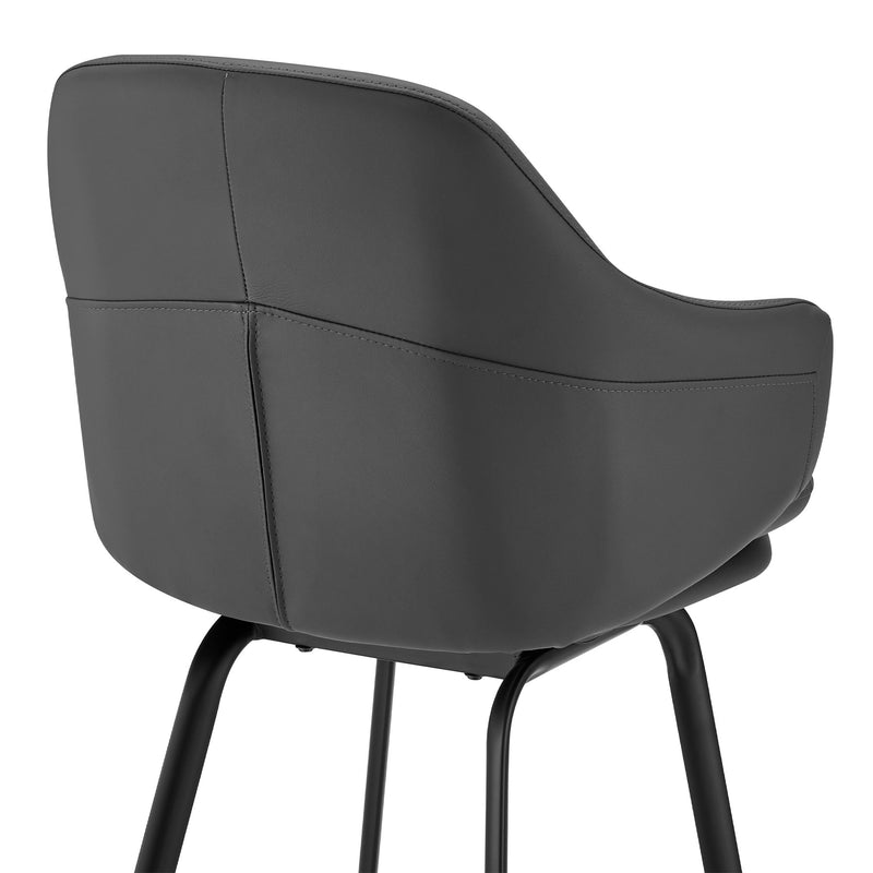 Brigden Gray Faux Leather and Black Metal Swivel 30" Bar Stool - Furniture City (CA)l