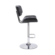 Brooklyn Adjustable Swivel Gray Faux Leather and Black Wood Bar Stool with Chrome Base - Furniture City (CA)l