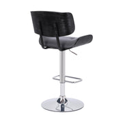 Brooklyn Adjustable Swivel Gray Faux Leather and Black Wood Bar Stool with Chrome Base - Furniture City (CA)l