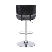 Brooklyn Adjustable Swivel Gray Faux Leather and Black Wood Bar Stool with Chrome Base - Furniture City (CA)l
