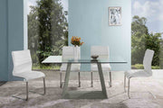 Bravo 63" Contemporary Rectangular Dining Table with Gray Wood Base and Tempered Glass - Furniture City (CA)l