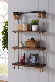 24" Brannon Modern Pine Wood Floating Wall Shelf in Gray and Walnut Finish - Furniture City (CA)l