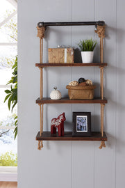 24" Brannon Modern Pine Wood Floating Wall Shelf in Gray and Walnut Finish - Furniture City (CA)l