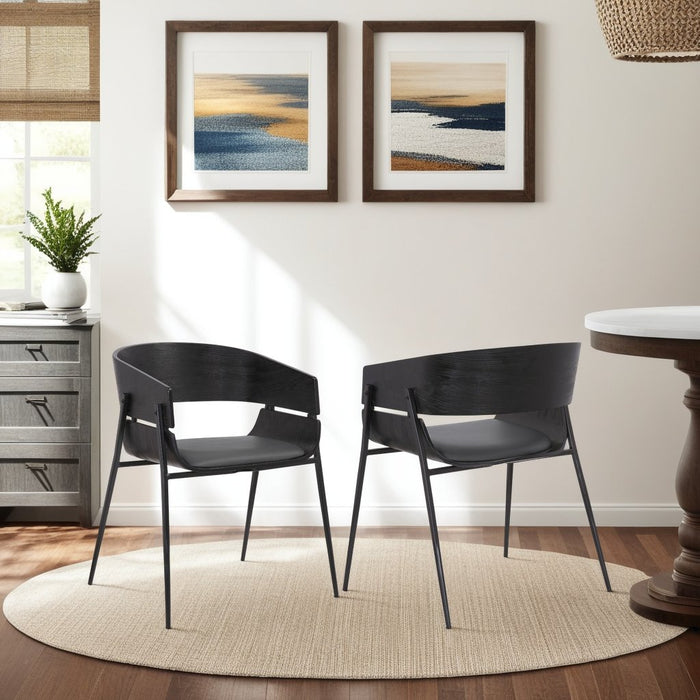 Bronte Wood and Metal Contemporary Dining Room Chairs Set of 2