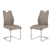 Bravo Contemporary Dining Chair In Coffee Faux Leather and Brushed Stainless Steel Finish - Set of 2 - Furniture City (CA)l