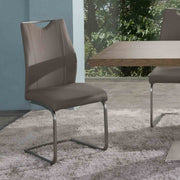 Bravo Contemporary Dining Chair In Coffee Faux Leather and Brushed Stainless Steel Finish - Set of 2 - Furniture City (CA)l