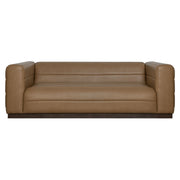 Brea 90.5 in. 3-Seater Sofa in Bistre Brown Faux Leather with Rectangular Seat and Square Arms - Furniture City (CA)l