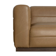 Brea 90.5 in. 3-Seater Sofa in Bistre Brown Faux Leather with Rectangular Seat and Square Arms - Furniture City (CA)l