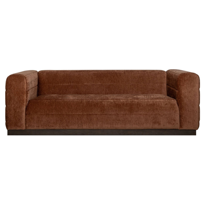 Brea 90.5 in. 3-Seater Sofa in Logan Brown Fabric with Rectangular Seat and Square Arms