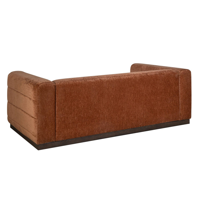 Brea 90.5 in. 3-Seater Sofa in Logan Brown Fabric with Rectangular Seat and Square Arms