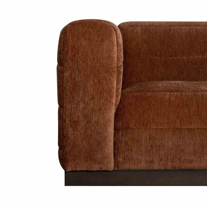 Brea 90.5 in. 3-Seater Sofa in Logan Brown Fabric with Rectangular Seat and Square Arms