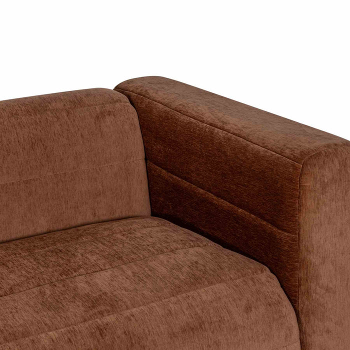 Brea 90.5 in. 3-Seater Sofa in Logan Brown Fabric with Rectangular Seat and Square Arms