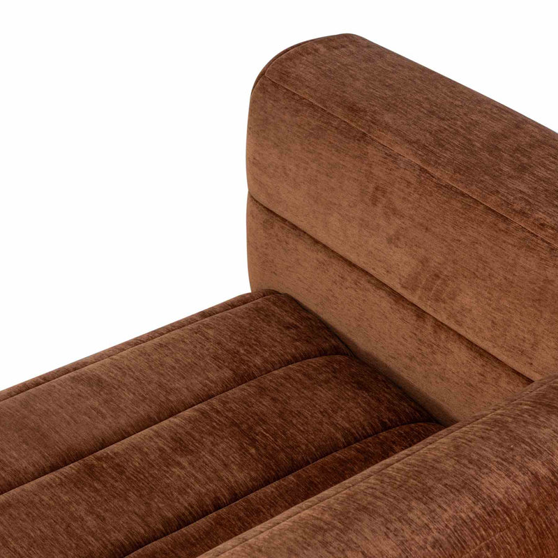 Brea 90.5 in. 3-Seater Sofa in Logan Brown Fabric with Rectangular Seat and Square Arms - Furniture City (CA)l