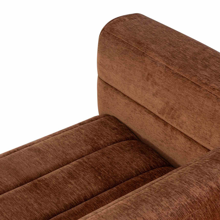 Brea 90.5 in. 3-Seater Sofa in Logan Brown Fabric with Rectangular Seat and Square Arms