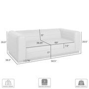 Brea 90.5 in. 3-Seater Sofa in Logan Brown Fabric with Rectangular Seat and Square Arms - Furniture City (CA)l