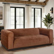 Brea 90.5 in. 3-Seater Sofa in Logan Brown Fabric with Rectangular Seat and Square Arms - Furniture City (CA)l