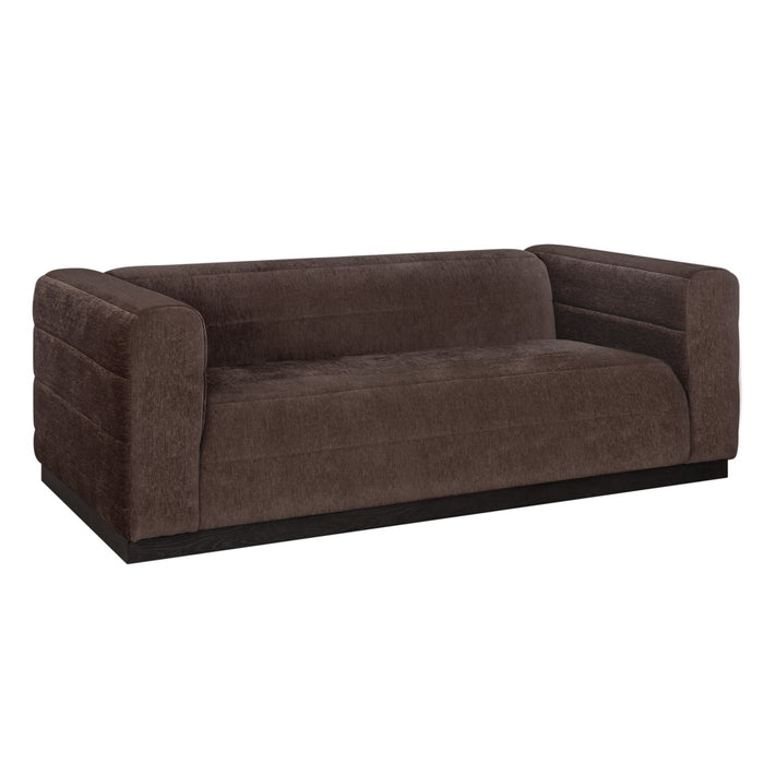 Brea 90.5 in. 3-Seater Sofa in Mocha Bean Fabric with Rectangular Seat and Square Arms