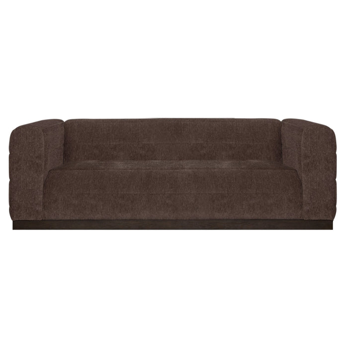 Brea 90.5 in. 3-Seater Sofa in Mocha Bean Fabric with Rectangular Seat and Square Arms