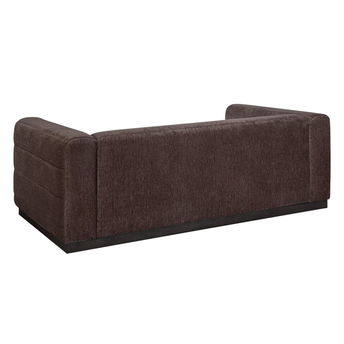 Brea 90.5 in. 3-Seater Sofa in Mocha Bean Fabric with Rectangular Seat and Square Arms