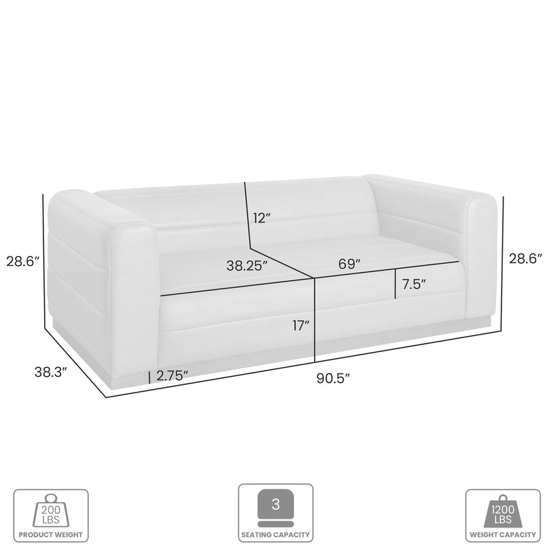 Brea 90.5 in. 3-Seater Sofa in Mocha Bean Fabric with Rectangular Seat and Square Arms - Furniture City (CA)l