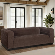 Brea 90.5 in. 3-Seater Sofa in Mocha Bean Fabric with Rectangular Seat and Square Arms - Furniture City (CA)l