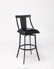 Brisbane Contemporary 26" Counter Height Barstool in Matte Black Finish and Black Faux Leather - Furniture City (CA)l