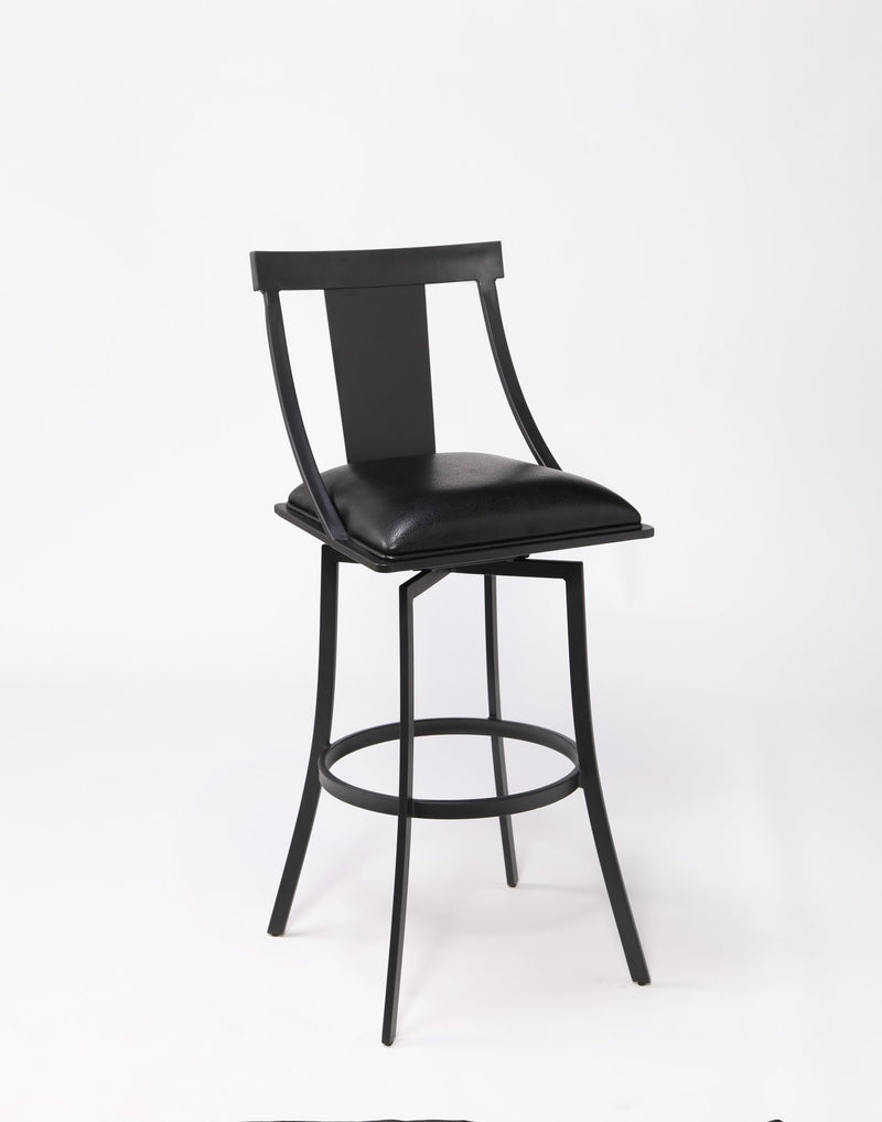 Brisbane Contemporary 26" Counter Height Barstool in Matte Black Finish and Black Faux Leather - Furniture City (CA)l