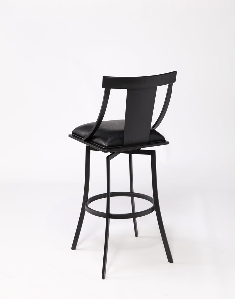 Brisbane Contemporary 26" Counter Height Barstool in Matte Black Finish and Black Faux Leather - Furniture City (CA)l