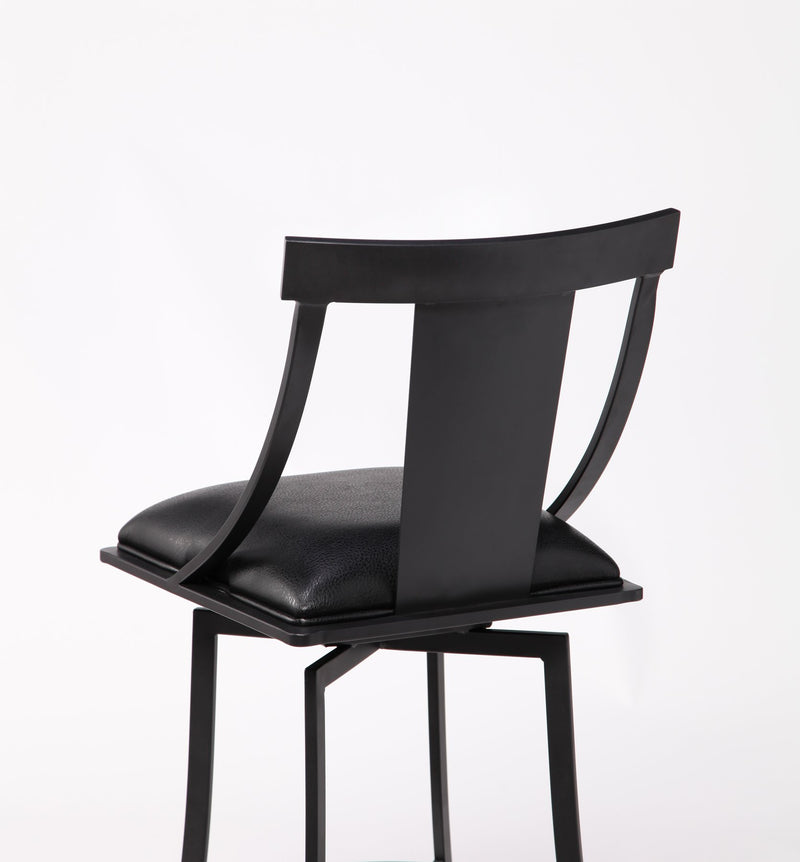 Brisbane Contemporary 26" Counter Height Barstool in Matte Black Finish and Black Faux Leather - Furniture City (CA)l