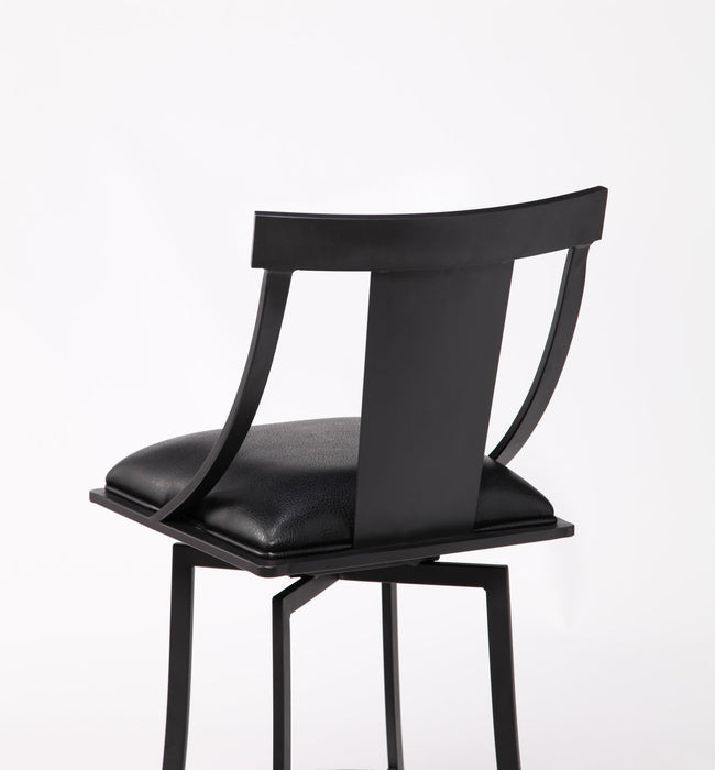 Brisbane Contemporary 26" Counter Height Barstool in Matte Black Finish and Black Faux Leather