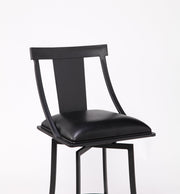 Brisbane Contemporary 26" Counter Height Barstool in Matte Black Finish and Black Faux Leather - Furniture City (CA)l