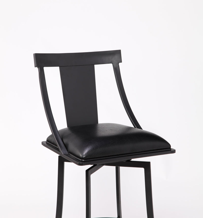 Brisbane Contemporary 26" Counter Height Barstool in Matte Black Finish and Black Faux Leather - Furniture City (CA)l