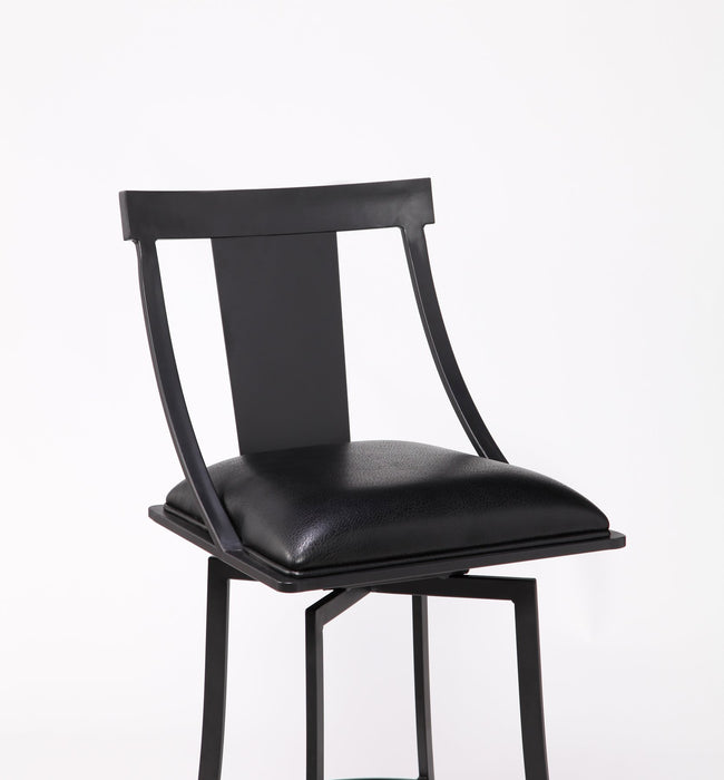 Brisbane Contemporary 26" Counter Height Barstool in Matte Black Finish and Black Faux Leather