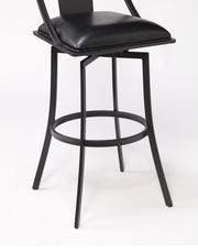 Brisbane Contemporary 26" Counter Height Barstool in Matte Black Finish and Black Faux Leather - Furniture City (CA)l