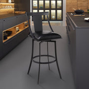 Brisbane Contemporary 26" Counter Height Barstool in Matte Black Finish and Black Faux Leather - Furniture City (CA)l