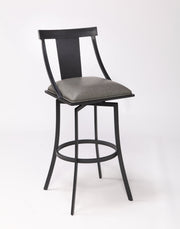 Brisbane Contemporary 26" Counter Height Barstool in Matte Black Finish and Vintage Gray Faux Leather - Furniture City (CA)l