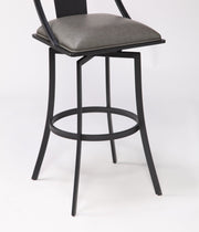 Brisbane Contemporary 26" Counter Height Barstool in Matte Black Finish and Vintage Gray Faux Leather - Furniture City (CA)l