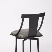 Brisbane Contemporary 30" Bar Height Barstool in Matte Black Finish and Vintage Gray Faux Leather - Furniture City (CA)l