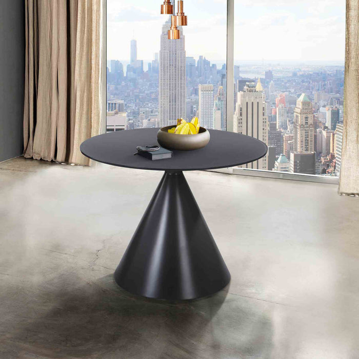 Brittany Contemporary Dining Table in Gray Matte Finish and Gray Glass Top