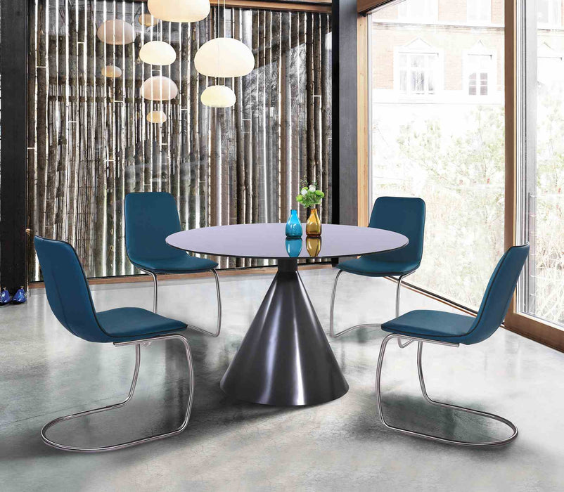 Brittany Contemporary Dining Table in Gray Matte Finish and Gray Glass Top