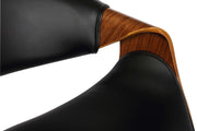 Butterfly Adjustable Height Swivel Black Faux Leather and Walnut Wood Bar Stool with Chrome Base - Furniture City (CA)l