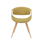 Butterfly Mid-Century Upholstered Dining Chair in Green and Patterned Oak Finish - Furniture City (CA)l