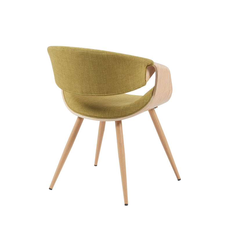 Butterfly Mid-Century Upholstered Dining Chair in Green and Patterned Oak Finish - Furniture City (CA)l