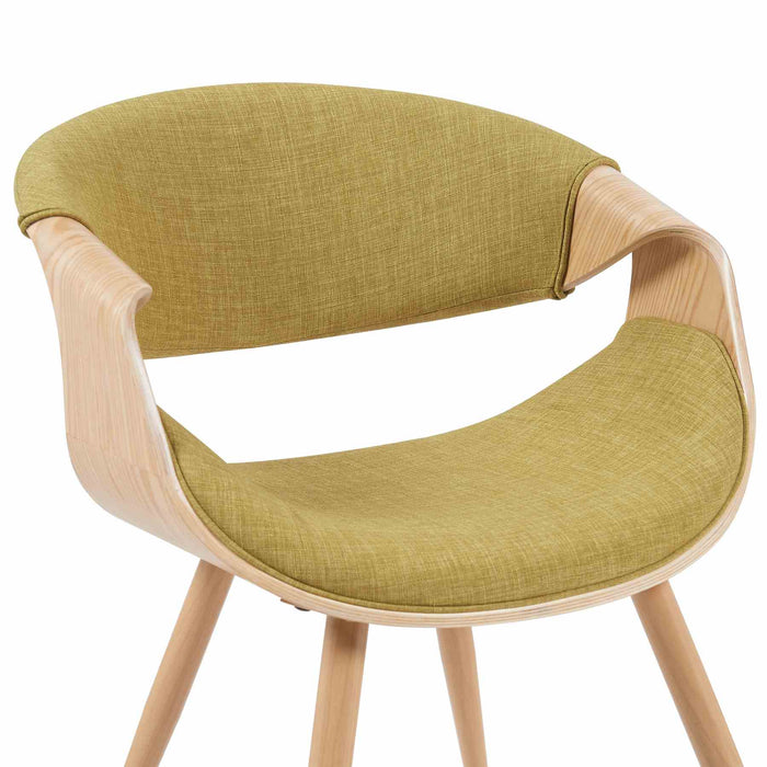 Butterfly Mid-Century Upholstered Dining Chair in Green and Patterned Oak Finish