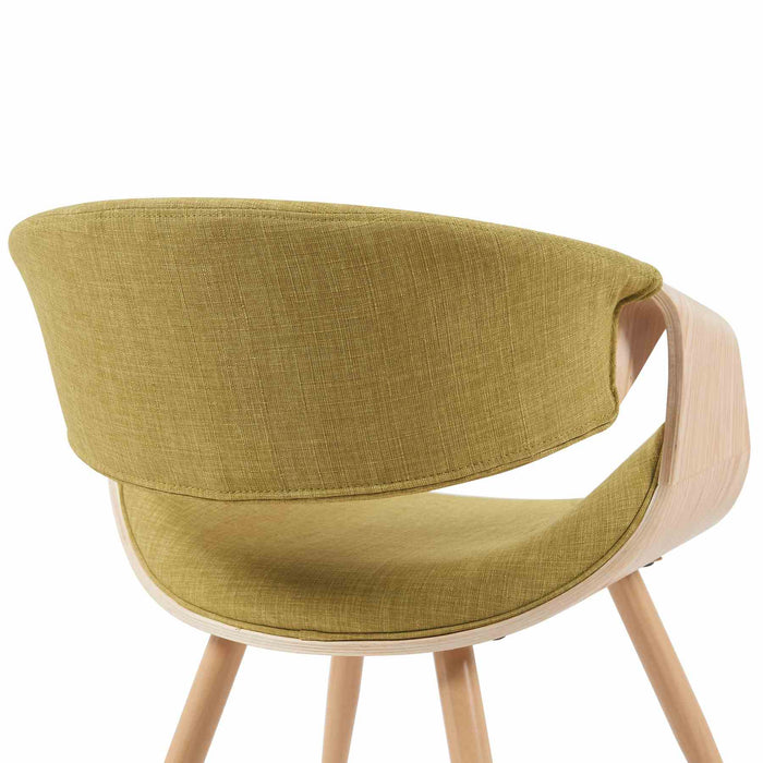 Butterfly Mid-Century Upholstered Dining Chair in Green and Patterned Oak Finish