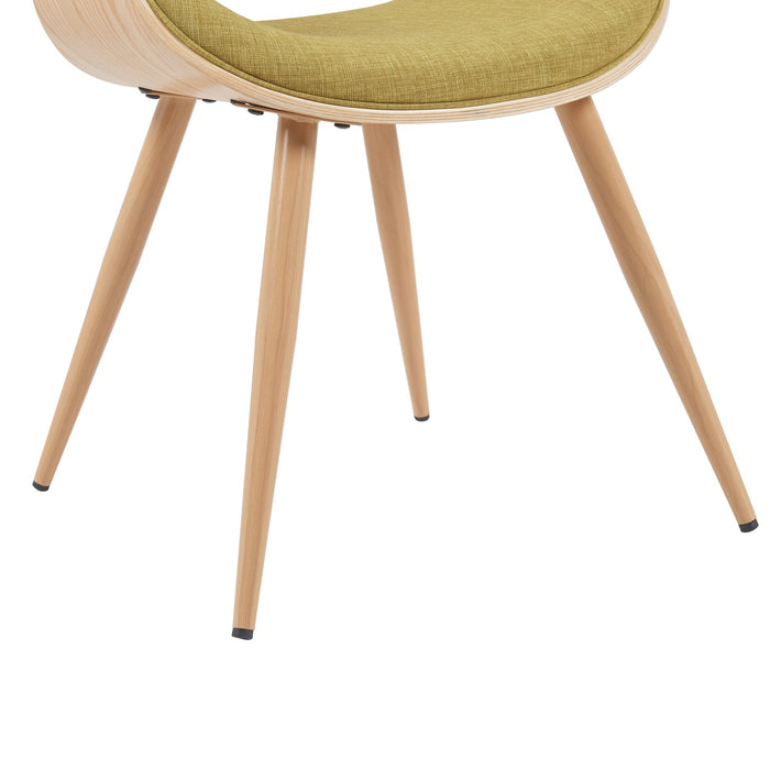 Butterfly Mid-Century Upholstered Dining Chair in Green and Patterned Oak Finish