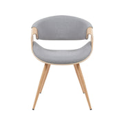 Butterfly Mid-Century Upholstered Dining Chair in Grey and Patterned Oak Finish - Furniture City (CA)l