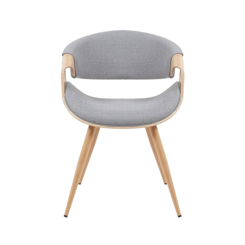Butterfly Mid-Century Upholstered Dining Chair in Grey and Patterned Oak Finish - Furniture City (CA)l