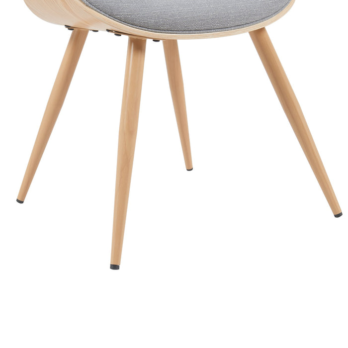 Butterfly Mid-Century Upholstered Dining Chair in Grey and Patterned Oak Finish