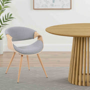 Butterfly Mid-Century Upholstered Dining Chair in Grey and Patterned Oak Finish - Furniture City (CA)l